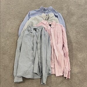 Banana Republic Blue and White Striped Oxford Shirt